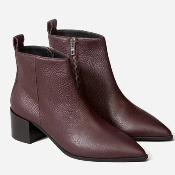 NEW Everlane The Boss Boot Ankle Point Toe Bootie Pebbled Leather in Burgundy - Picture 10 of 10